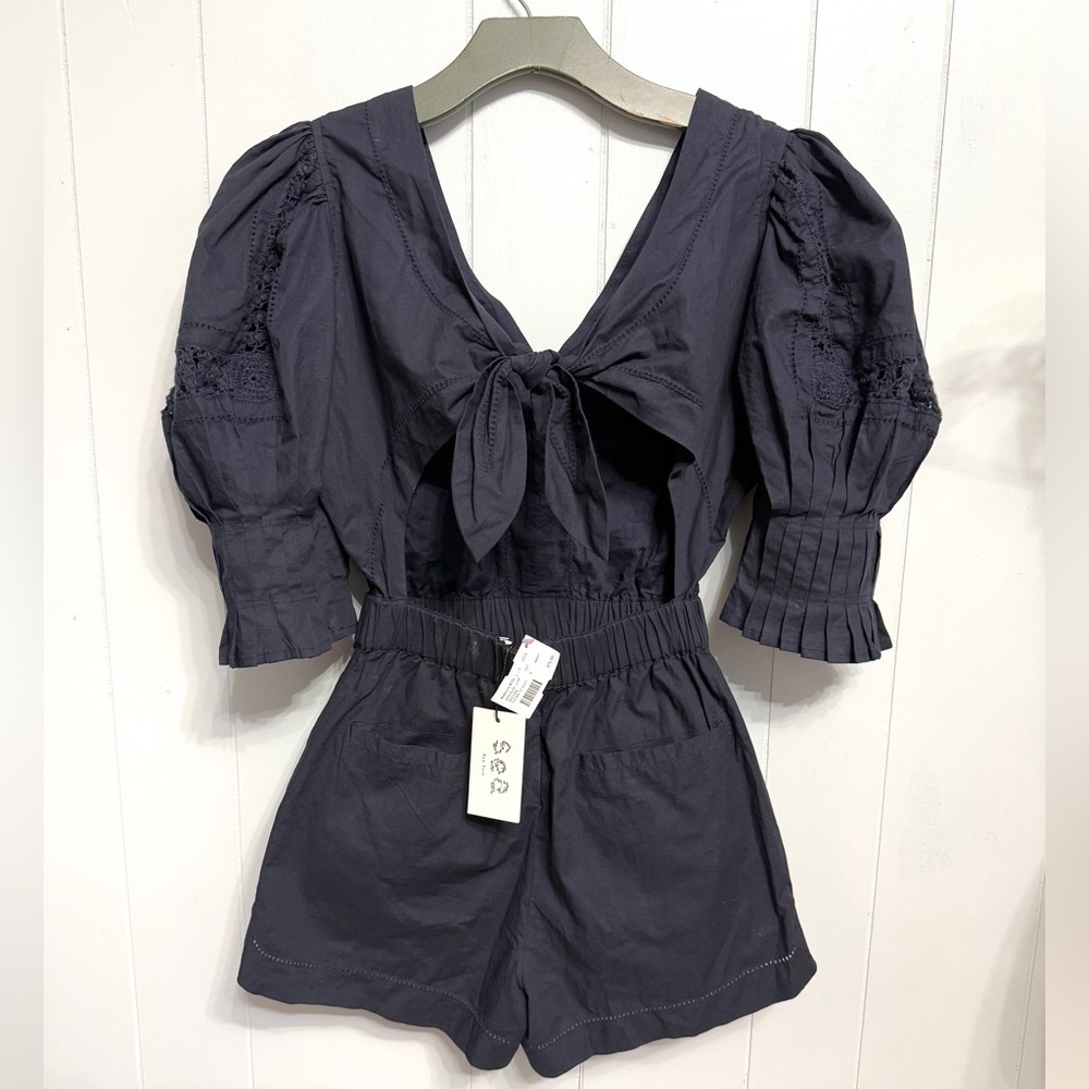 NWT Sea New York Navy Blue Puff Sleeve Romper